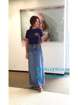 「アイテム（デニムスカート）」を使った、hayashi asakoさん（レディース・155cm・20代）の夏コーディネート