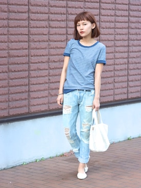 「アイテム（ベルト）」を使った、Haruさん（レディース・158cm）の春コーディネート