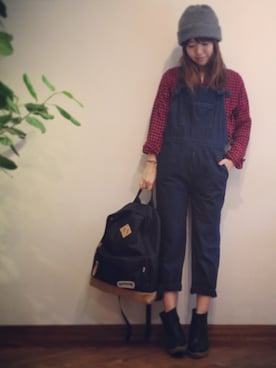 「holidayパンツスタイル」｜「アイテム（オールインワン・サロペット）」を使った、Nさん（レディース・159cm）の秋コーディネート