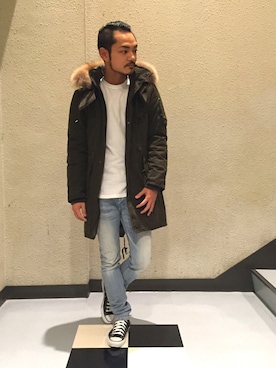 「Buffalo Bobs（バッファローボブズ）のアイテム（モッズコート）」を使った、大前昇也【buffalobobs】さん（メンズ・175cm）の秋コーディネート