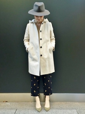 「花柄パンツ」｜「アイテム（ジャケット/アウター）」を使った、MisaPさん（レディース・162cm）の冬コーディネート