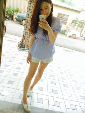 「5（ファイブ）のアイテム（シューズ）」を使った、Louisaさん（レディース・157cm）の夏コーディネート