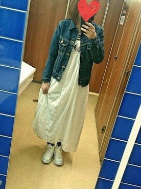 「春ワンピ」｜「アイテム（デニムジャケット）」を使った、mizuho*さん（レディース・152cm）の春コーディネート