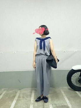 「ベロアスカート」｜「アイテム（オールインワン・サロペット）」を使った、mizuho*さん（レディース・152cm）の秋コーディネート
