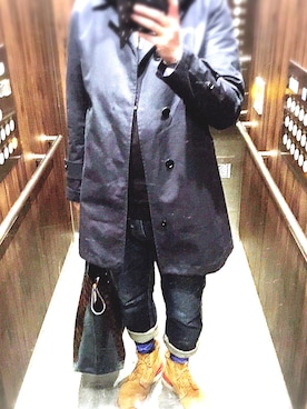 「nanamica（ナナミカ）のアイテム（ステンカラーコート）」を使った、はじめちゃんさん（メンズ・177cm）の春コーディネート