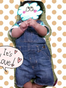 「アイテム（ママ＆ベビー、グリーン系）」を使った、k★hさん（キッズ・60cm）の夏コーディネート