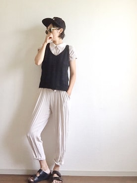 「アイテム（つなぎ/オールインワン、ベージュ系）」を使った、yukinoさん（レディース・164cm）の夏コーディネート