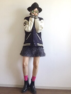 「ファー」｜「アイテム（スタジャン）」を使った、yukinoさん（レディース・164cm）の秋コーディネート