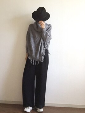 「秋」｜「アイテム（ポンチョ）」を使った、yukinoさん（レディース・164cm）の秋コーディネート