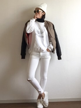 「adidas（アディダス）のアイテム（スウェット）」を使った、yukinoさん（レディース・164cm）の秋コーディネート