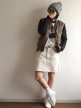 「ルーズソックス」｜「アイテム（ブルゾン）」を使った、yukinoさん（レディース・164cm）の冬コーディネート