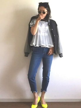 「ヘアバンド」｜「アイテム（スタジャン）」を使った、yukinoさん（レディース・164cm）の春コーディネート
