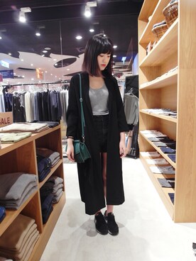 「MONKI（モンキ）のアイテム（ピーコート）」を使った、Kikiさん（レディース・156cm）の秋コーディネート