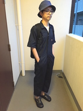「ラフスタイル」｜「アイテム（つなぎ/オールインワン）」を使った、サクさん（メンズ・172cm）の夏コーディネート