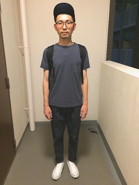 「白いスニーカー」｜「アイテム（キャップ）」を使った、サクさん（メンズ・172cm）の夏コーディネート