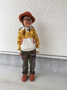 「One deux boo（ワンドゥーブー）のアイテム（スウェット）」を使った、Ai Katouさん（キッズ・100cm）の冬コーディネート