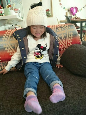 「DILASH（ディラッシュ）のアイテム（帽子）」を使った、aiyuiさん（キッズ・90cm）の秋コーディネート