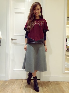 「アイテム（ヘアアクセサリー）」を使った、IGARAMUさん（レディース・162cm）の秋コーディネート