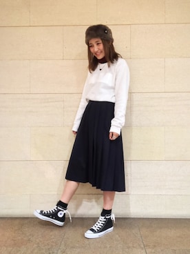 「BEAMS BOY（ビームスボーイ）のアイテム（スカート）」を使った、IGARAMUさん（レディース・162cm）の秋コーディネート
