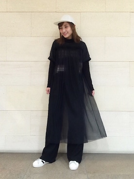 「UNUSED」｜「アイテム（ワンピース/ドレス）」を使った、IGARAMUさん（レディース・162cm）の冬コーディネート