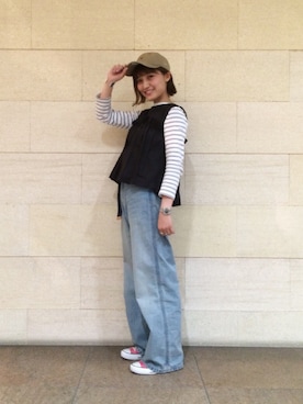 「THE RERACS（ザ・リラクス）のアイテム」を使った、IGARAMUさん（レディース・162cm）の春コーディネート