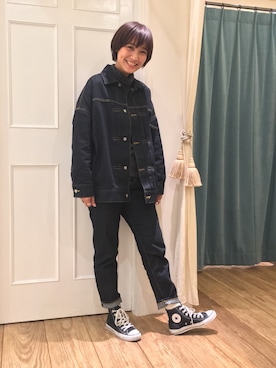 「アイテム（デニムジャケット）」を使った、IGARAMUさん（レディース・162cm）の秋コーディネート