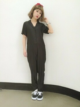 「jouetie（ジュエティ）のアイテム（つなぎ/オールインワン）」を使った、jouetieさん（レディース・155cm）の秋コーディネート