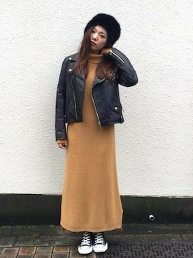 「jouetie（ジュエティ）のアイテム（ライダースジャケット）」を使った、jouetieさん（レディース・153cm）の秋コーディネート