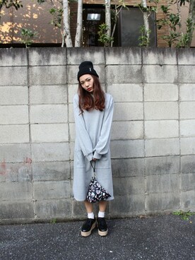 「スウェットワンピース」｜「アイテム（その他シューズ）」を使った、jouetieさん（レディース・153cm）の冬コーディネート