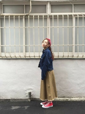 「ミモレ丈スカート」｜jouetieさん（レディース・153cm）の春コーディネート