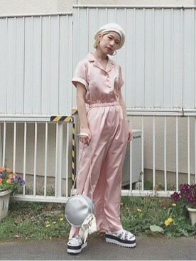 「jouetie（ジュエティ）のアイテム（つなぎ/オールインワン）」を使った、jouetieさん（レディース・155cm）の春コーディネート
