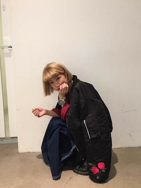 「マキシスカート」｜「アイテム（MA-1）」を使った、jouetieさん（レディース・155cm）の秋コーディネート