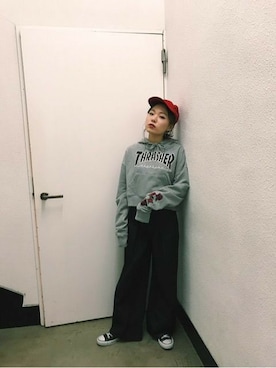 「THRASHER（スラッシャー）のアイテム」を使った、jouetieさん（レディース・154cm）の冬コーディネート