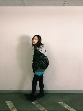 「jouetie（ジュエティ）のアイテム（MA-1）」を使った、jouetieさん（レディース・154cm）の冬コーディネート