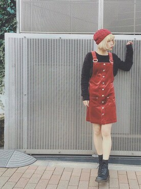 「jouetie（ジュエティ）のアイテム（オールインワン・サロペット）」を使った、jouetieさん（レディース・155cm）の冬コーディネート