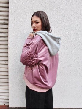 「jouetie（ジュエティ）のアイテム（MA-1）」を使った、jouetieさん（レディース・166cm）の冬コーディネート