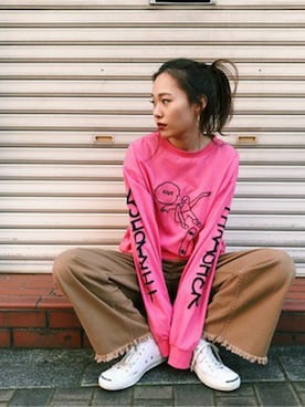 「THRASHER（スラッシャー）のアイテム」を使った、jouetieさん（レディース・154cm）の冬コーディネート
