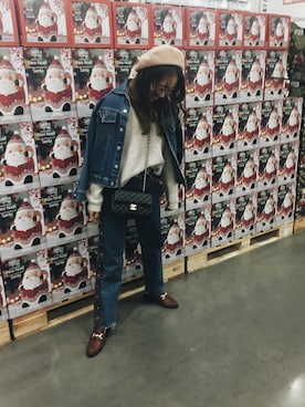 「usedのアイテム（デニムジャケット、ブルー系）」を使った、Yui Matsumotoさん（レディース・159cm）の秋コーディネート