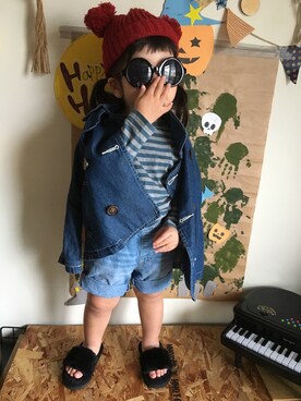 「present（プレゼント）のアイテム（ジャケット/アウター）」を使った、sutaさん（キッズ・80cm）の秋コーディネート