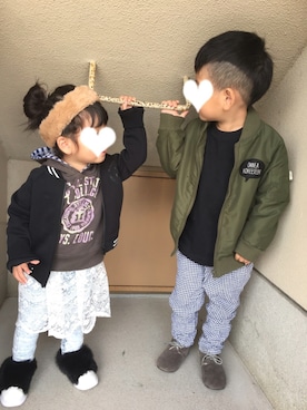 「H&M（エイチ・アンド・エム）のアイテム（その他パンツ）」を使った、sutaさん（キッズ・80cm）の秋コーディネート