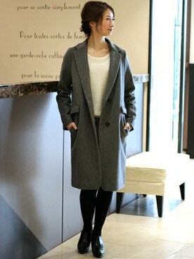 「Spick & Span（スピックアンドスパン）のアイテム（チェスターコート）」を使った、Yukoさん（レディース・166cm）の秋コーディネート