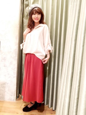 「スキッパーシャツ」｜「アイテム（ハンチング/ベレー帽）」を使った、masakiさん（レディース・152cm）の夏コーディネート