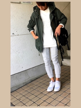 「SLOBE IENA（スローブイエナ）のアイテム（モッズコート）」を使った、acoさん（レディース・155cm）の春コーディネート