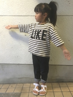 「petit main（プティマイン）のアイテム（シューズ）」を使った、acoさん（キッズ・110cm）の夏コーディネート
