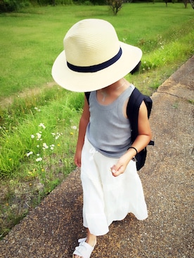 「no brand（ノーブランド）のアイテム（Tops、グレー系）」を使った、kakenさん（キッズ・130cm）の夏コーディネート