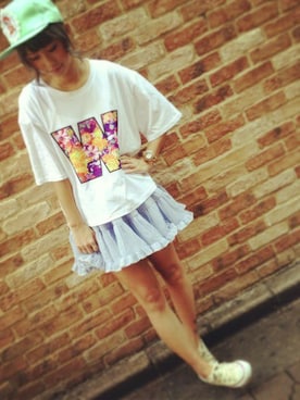「WC（ダブル シー）のアイテム（キャップ）」を使った、WEB_STAFFさん（レディース・154cm）の夏コーディネート