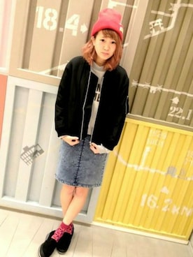 「WC（ダブル シー）のアイテム（ブルゾン）」を使った、WEB_STAFFさん（レディース・154cm）の秋コーディネート