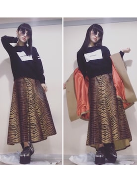 「MIIA（ミーア）のアイテム（アクセサリー）」を使った、濱田茉奈(ManaHamada)さん（レディース・160cm）の冬コーディネート