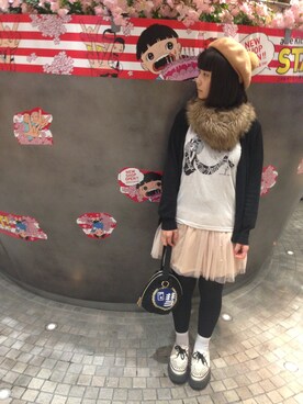 「黒いカガヤキ バッグ【彗】（トートバッグ、ブラック系）」を使った、ルンさん（レディース・160cm）の春コーディネート