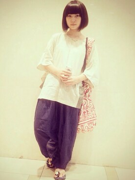 「チャイハネ（チャイハネ）のアイテム（その他トップス）」を使った、ルンさん（レディース・160cm）の秋コーディネート